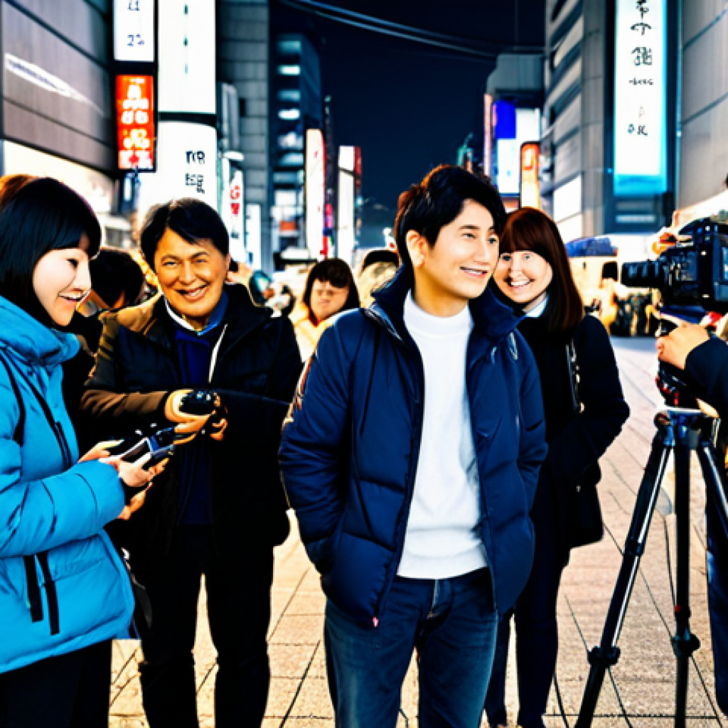 Skill-Up Event Scene**

A group of photography enthusiasts, fully clothed and in appropriate attire, gathered around a professional photographer in a vibrant Tokyo cityscape at night, learning about camera settings. The scene includes various camera equipment like tripods. The atmosphere is friendly and educational. Safe for work, family-friendly, perfect anatomy, correct proportions, well-formed hands, professional photography, high quality, modest.

**