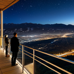Panoramic Night View**

"A breathtaking panoramic view from a high-altitude resort at night, featuring a starlit sky and city lights below, fully clothed people gazing at the view, safe for work, appropriate content, perfect anatomy, natural proportions, professional photography, high quality, family-friendly."

**