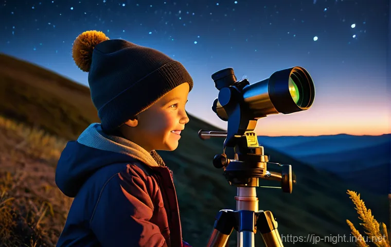 야경과 천체 망원경 - **Prompt:** "A vibrant, educational scene featuring a diverse group of astronomy enthusiasts at an o...