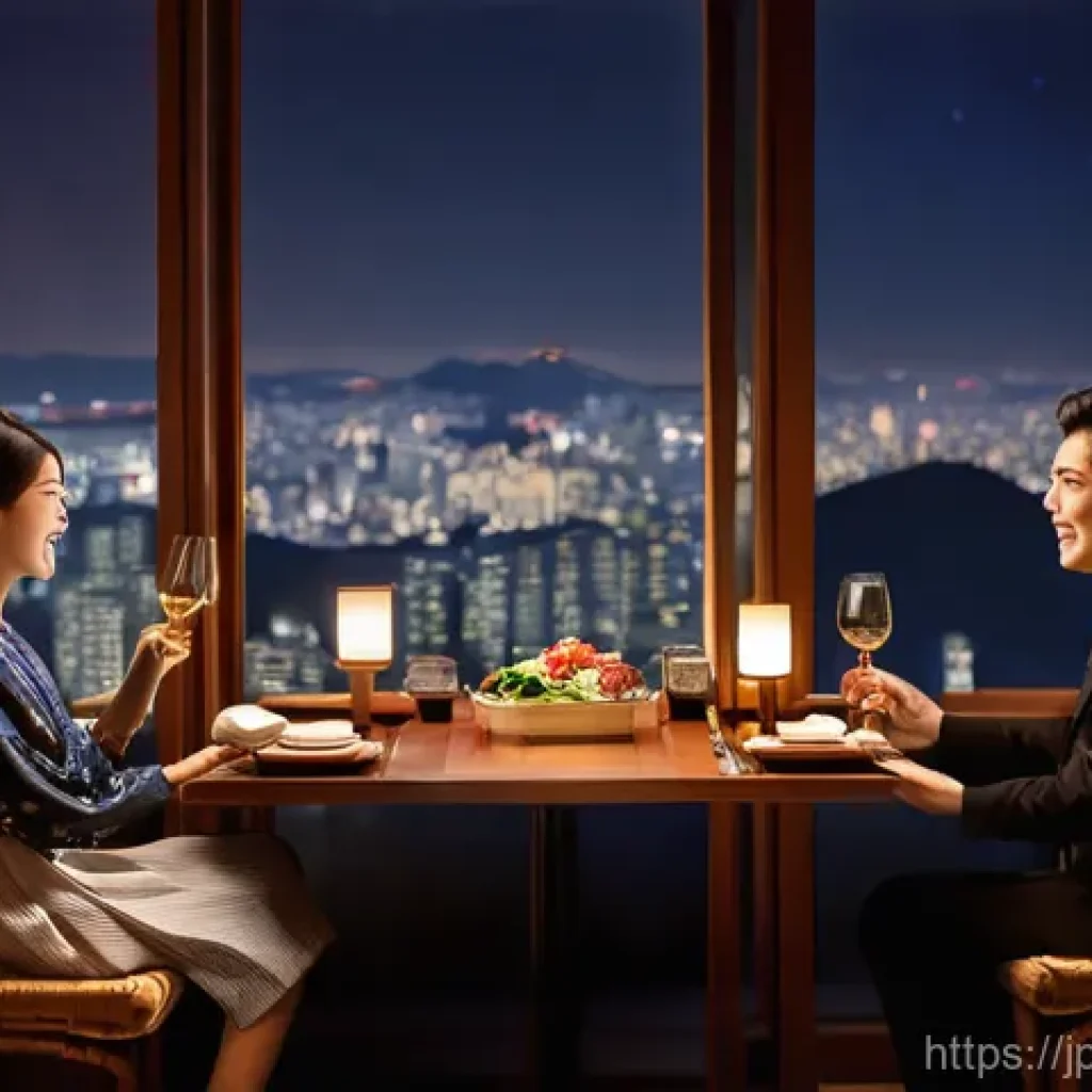 야경이 좋은 펜션 - **Prompt 1: Romantic Evening at a Night View Pension**
    "A cozy, elegantly decorated room inside ...