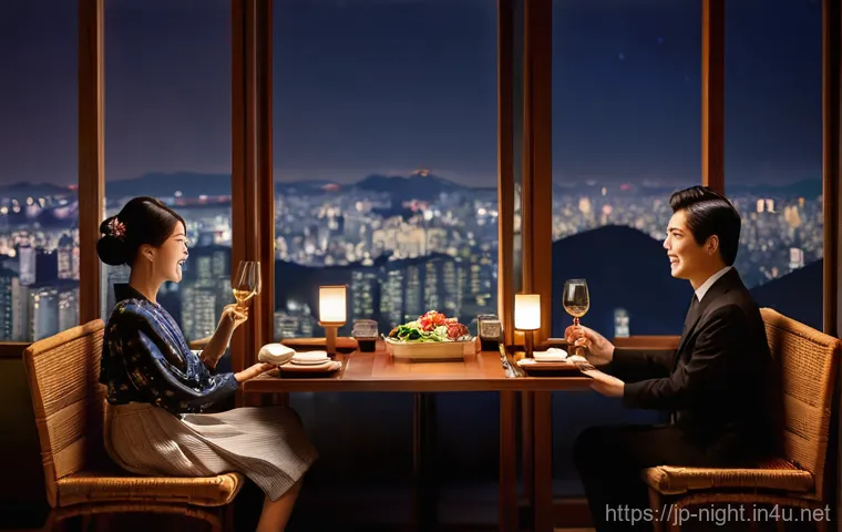 야경이 좋은 펜션 - **Prompt 1: Romantic Evening at a Night View Pension**
    "A cozy, elegantly decorated room inside ...