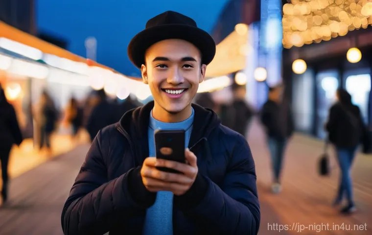 야경 브이로그 촬영 - **Prompt 1: Urban Night Vlogger with Smartphone**
    "A young, casually dressed person, gender-neut...