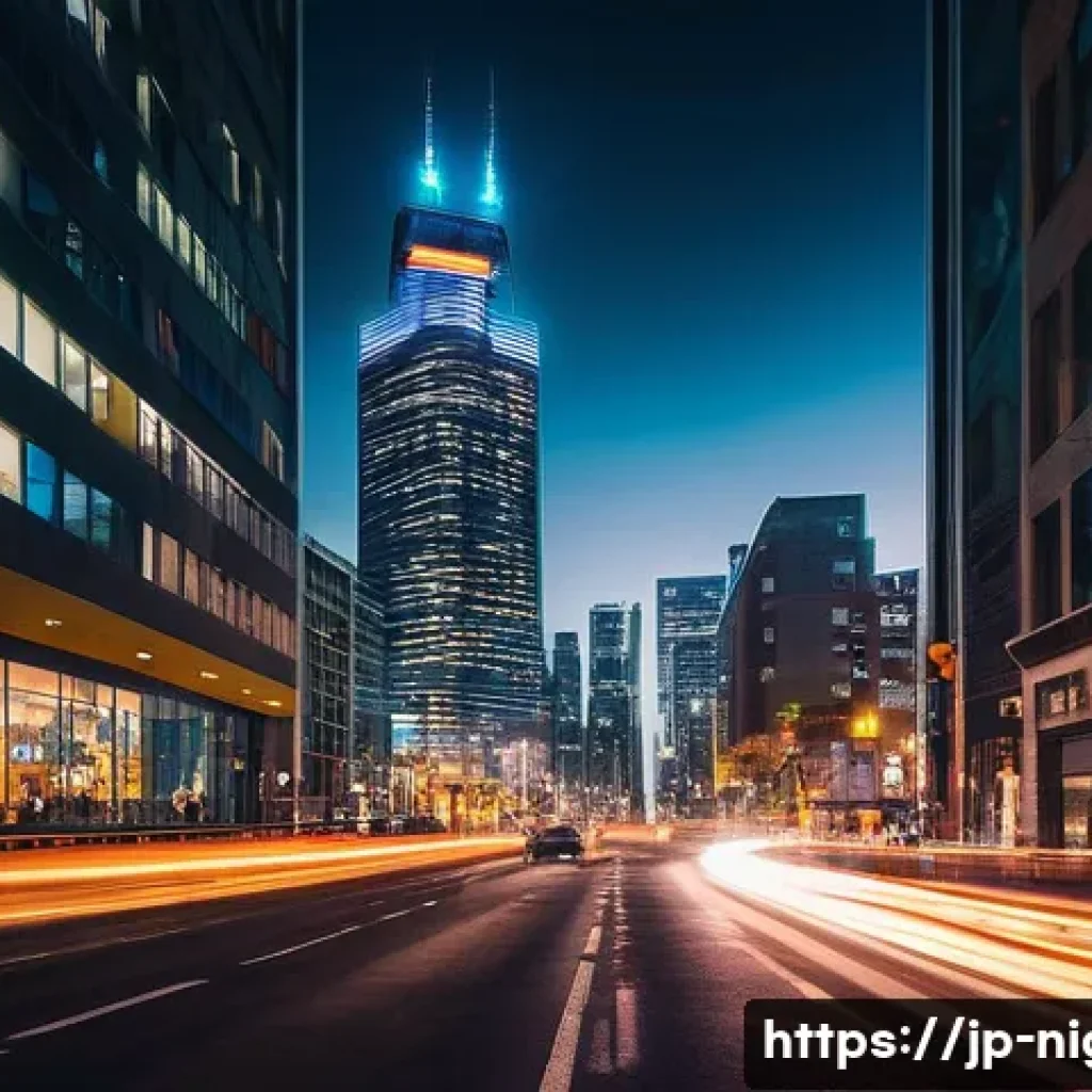야경과 빛 번짐 현상 - A vibrant urban nightscape, emphasizing the artistic effect of lens flare. The scene features illumi...