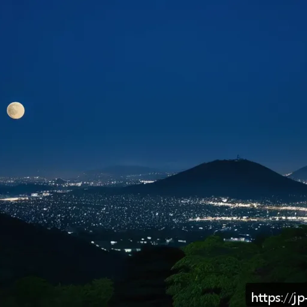 야경과 달빛 촬영 - A serene night landscape featuring a softly glowing full moon illuminating a quiet suburban park, wi...